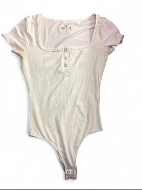 Hollister Cream Scoop Neck Henley Short-Sleeve Bodysuit